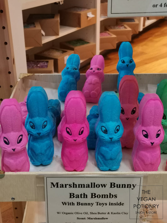 Marshmallow Bunny Bath Bombs with Bunny Toys inside