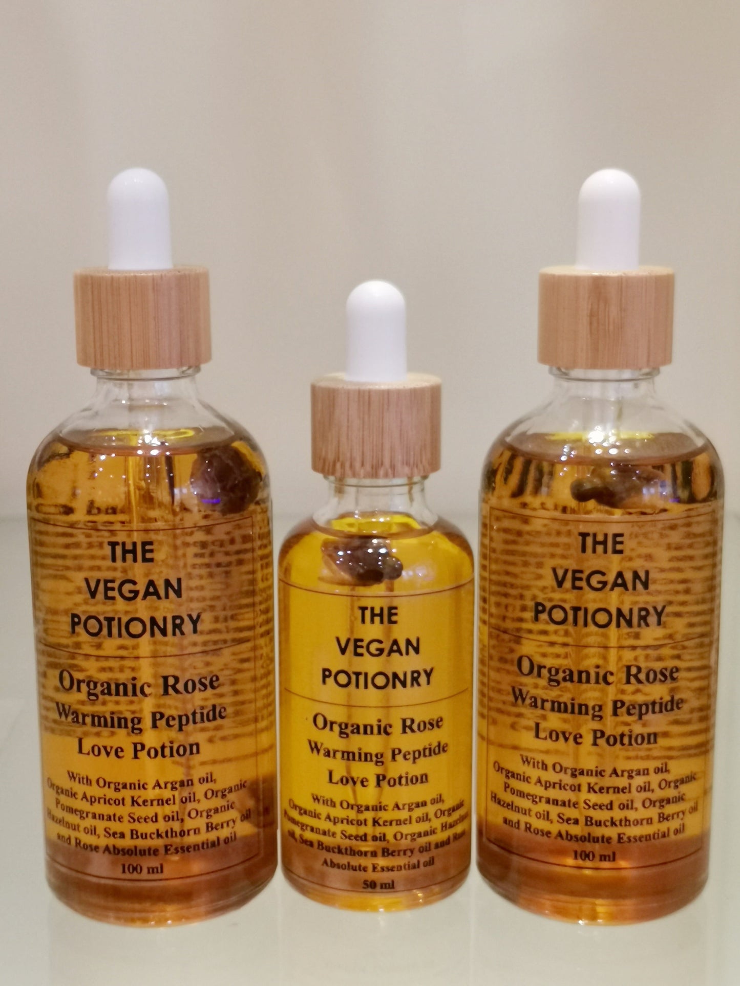 Organic Rose Warming Peptide Love Potion  I Herbal Infused oil Serum | The Vegan Potionry