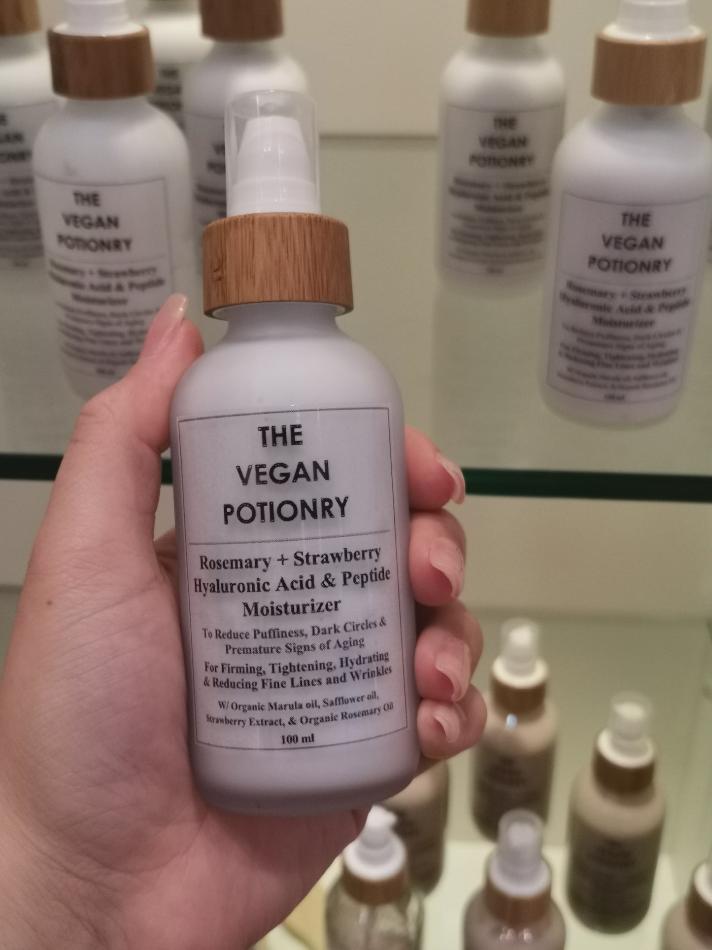 Rosemary + Strawberry Hyaluronic Acid & Peptide Moisturizer | The Vegan Potionry