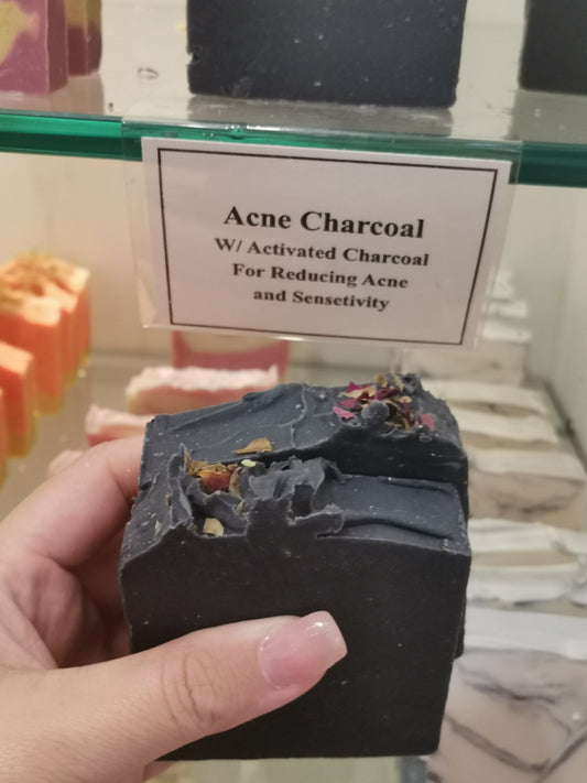 Acne Charcoal Soap Bar | Palm Free Soap Bars I Fragrance Free & Essential oil Free I THE VEGAN POTIONRY