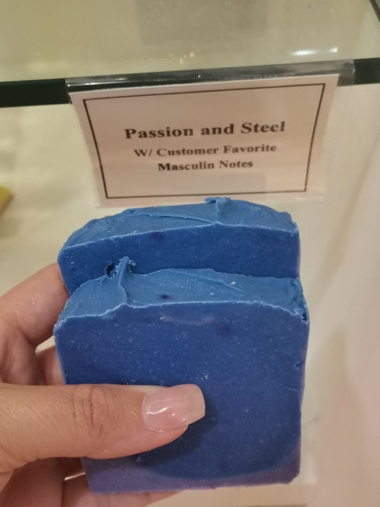 Passion and Steel Hydrating Soap | Masculine Herbal Soap | Palm Free | The Vegan Potionry |