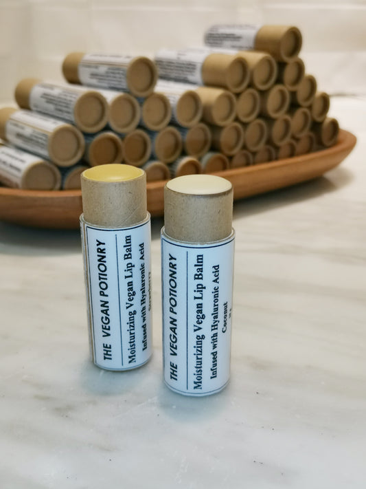 Moisturizing Vegan Lip Balm Infused with Hyaluronic Acid | Strawberry | Coconut | THE VEGAN POTIONRY