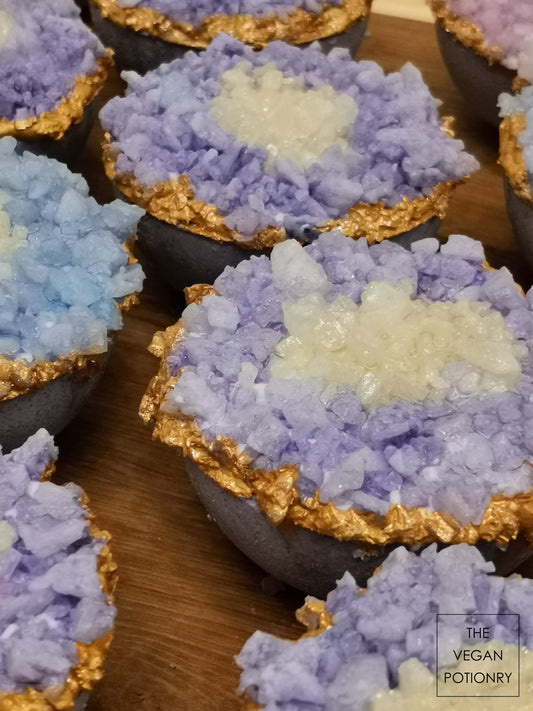 Lavender + Sage Geode Crystal Bath Bomb Bath Salt Hybrid | Luxury Spa Collection Natural Bath Soaks