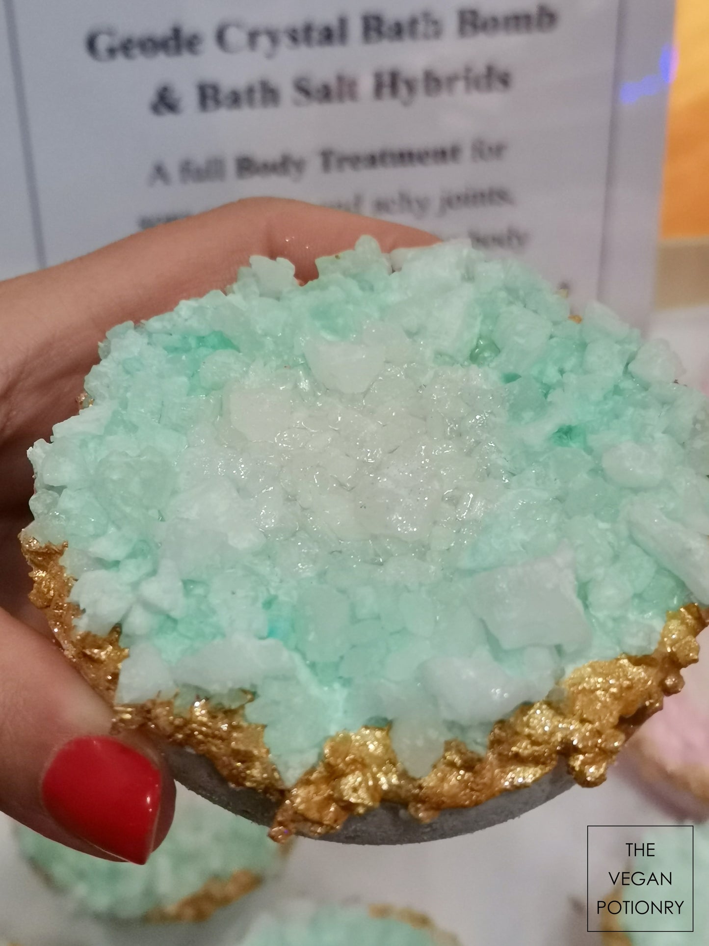 Peppermint + Ho Wood + Ginger + Tea Tree Geode Crystal Bath Bomb Bath Salt Hybrid | Luxury Spa Collection Natural Bath Soaks