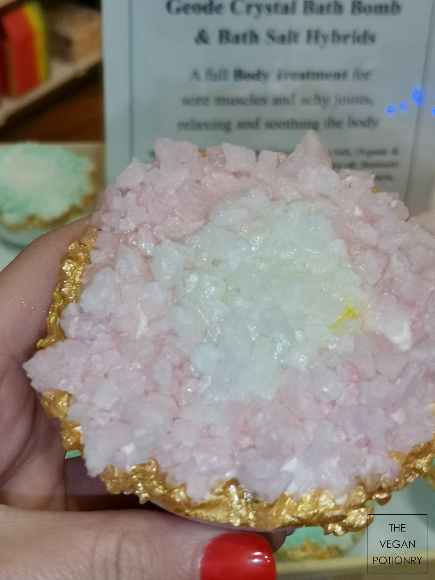 Rosemary + Strawberry  + Pink Himalayan Salt Geode Crystal Bath Bomb Bath Salt Hybrid | Luxury Spa Collection Natural Bath Soaks