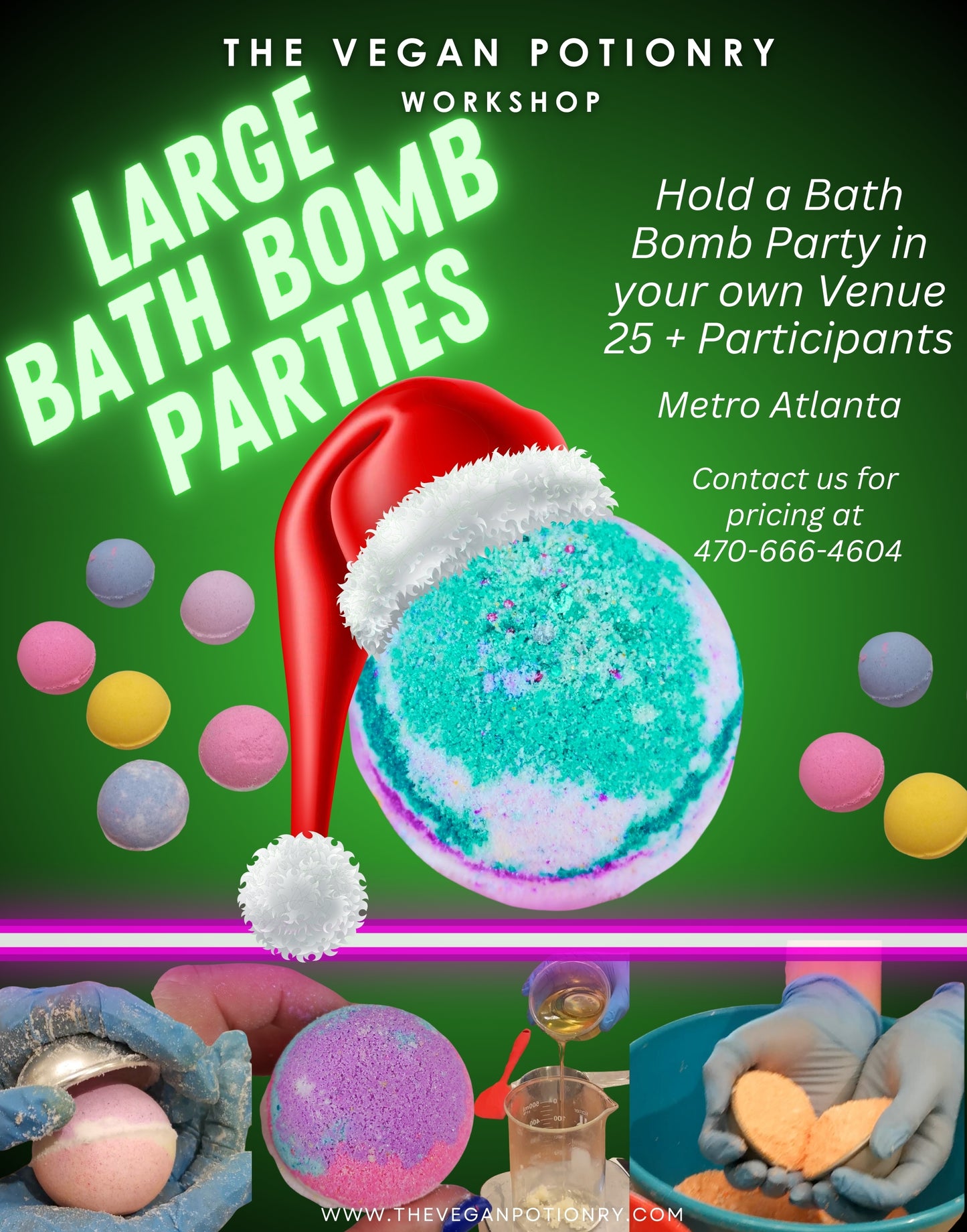 Bath Bomb Workshop Large parties I Bath Bomb Making Class I THE VEGAN POTIONRY WORKSHOP