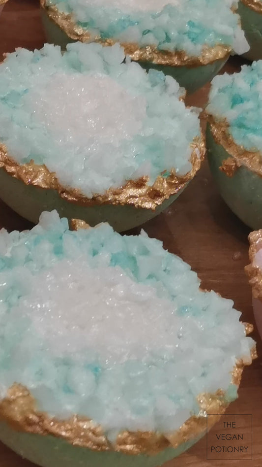 Wintergreen + Lavender + Clove Uplifting & Energizing Geode Crystal Bath Bomb Bath Salt Hybrids | Luxury Spa Collection Natural Bath Soaks